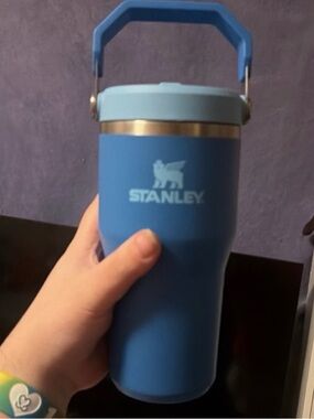 Stanley Blue Travel Tumbler with Light Blue Lid and Handle